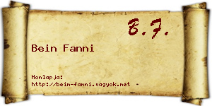 Bein Fanni névjegykártya